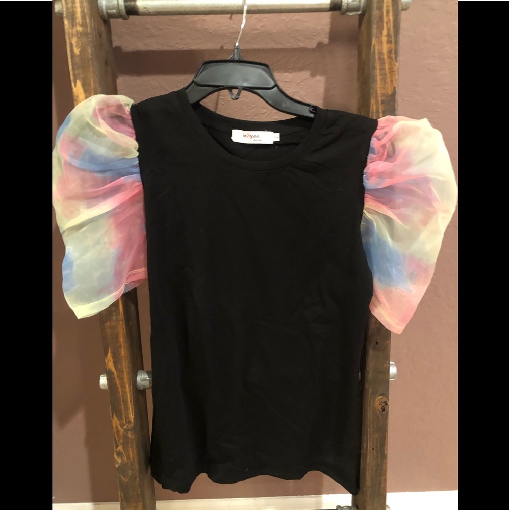 Rainbow Puff Sleeve Top New